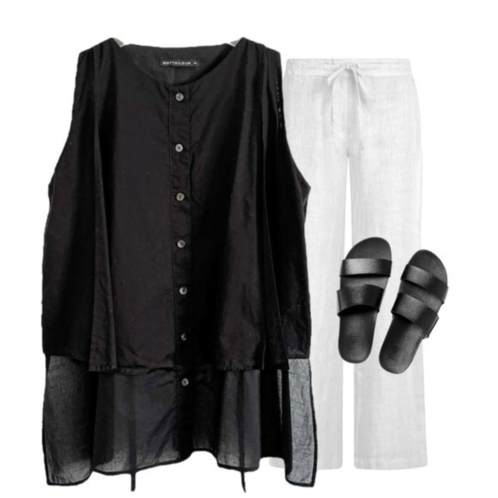 MATTHILDUR BLACK LAGENLOOK HIGH LOW VEST TOP US SZ M